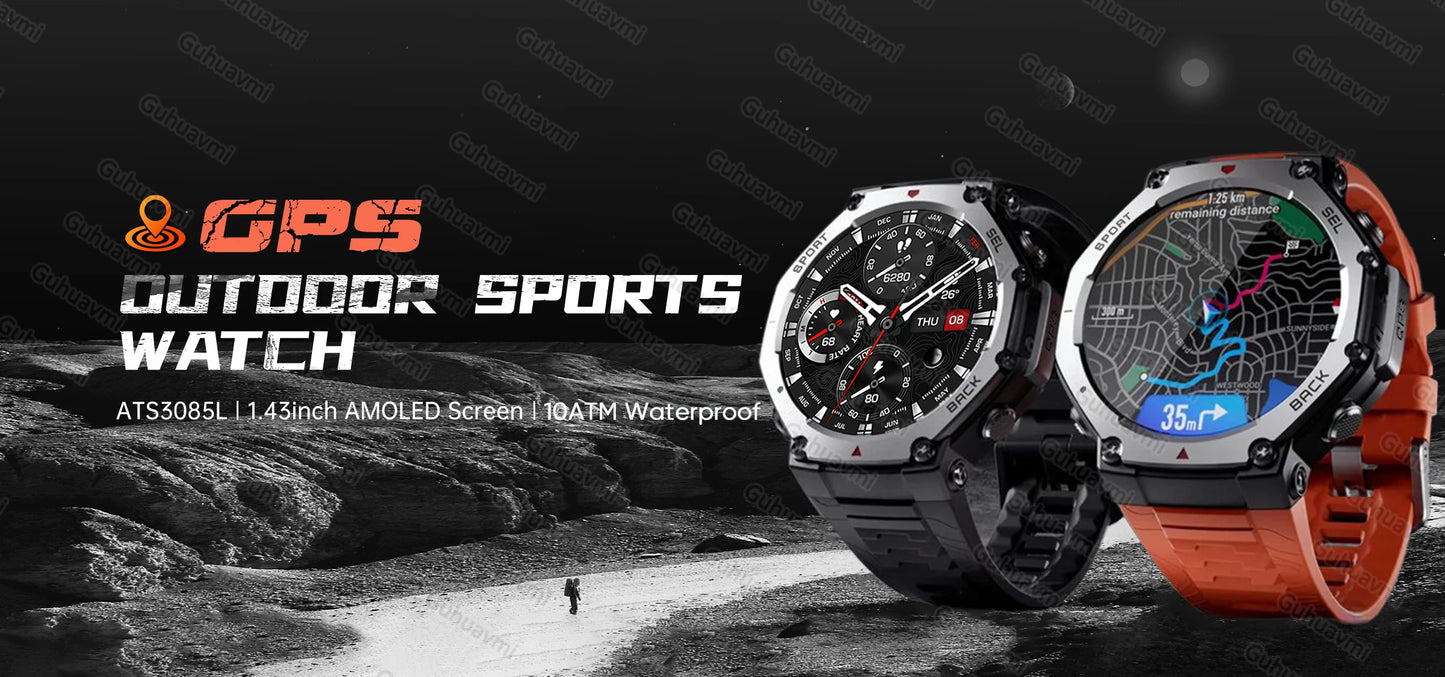 T-Rex 3 Pro Military GPS Smartwatch - 10ATM, 500mAh, Dual-Band GPS