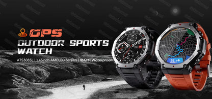 T-Rex 3 Pro Military GPS Smartwatch - 10ATM, 500mAh, Dual-Band GPS