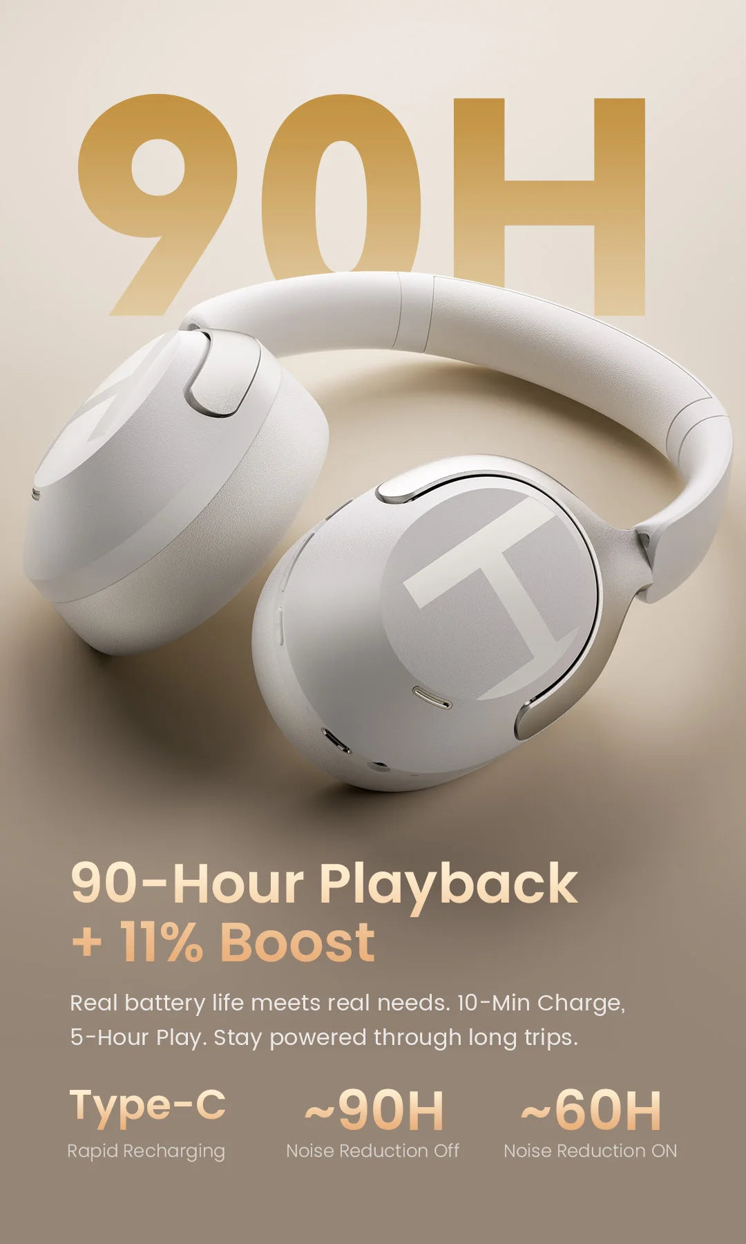 HAYLOU S40 ANC Headphones - 50dB Noise Canceling, Hi-Res Audio, Bluetooth 6.0