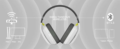 BINNUNE BW06 Bluetooth Headsets Gamer with Mic for PS5 PS4 PC Mac Playstation Wireless 2.4GHz Gaming Headphone with Microphone