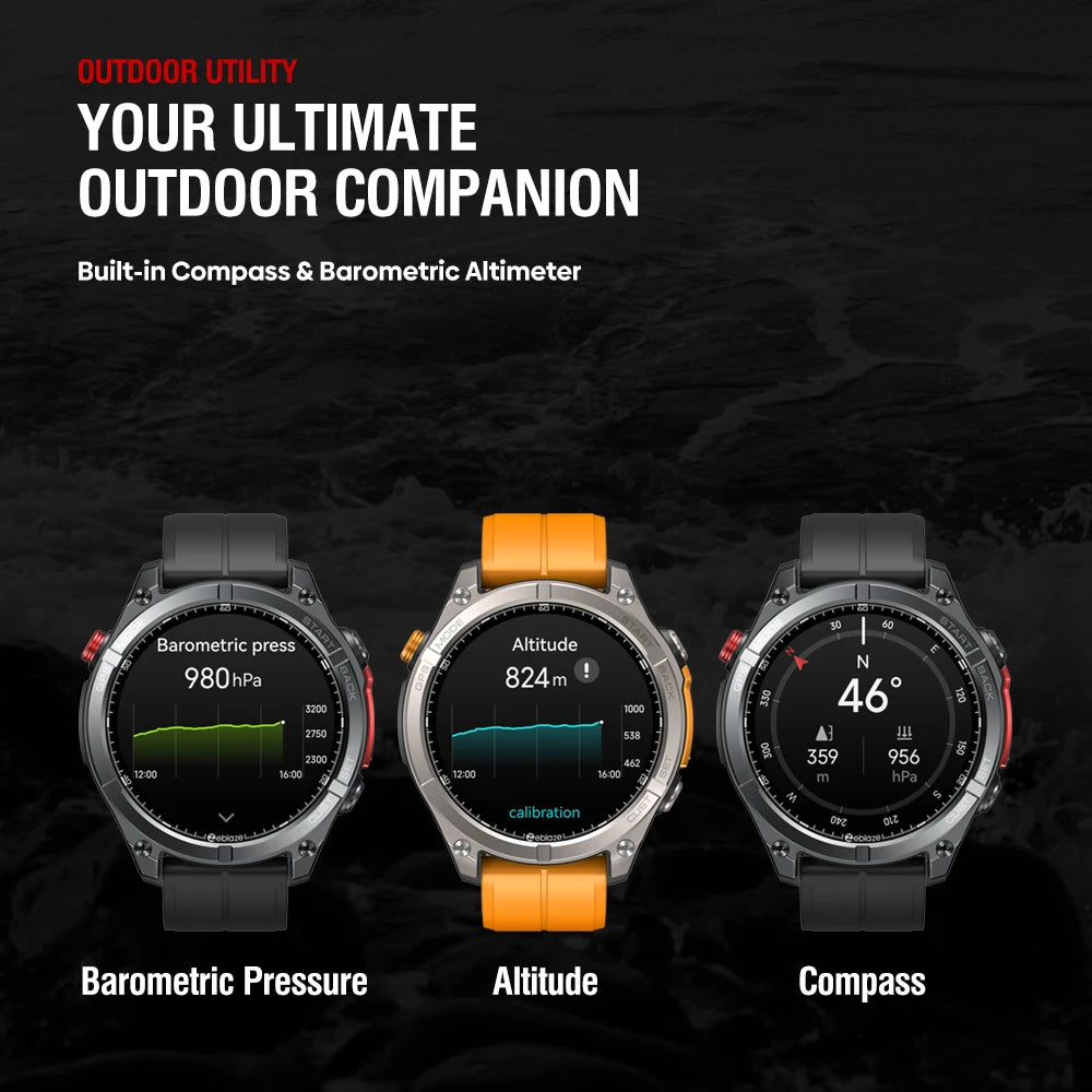 Zeblaze Stratos 4 GPS Smartwatch - 1.43" AMOLED, Compass, Altimeter