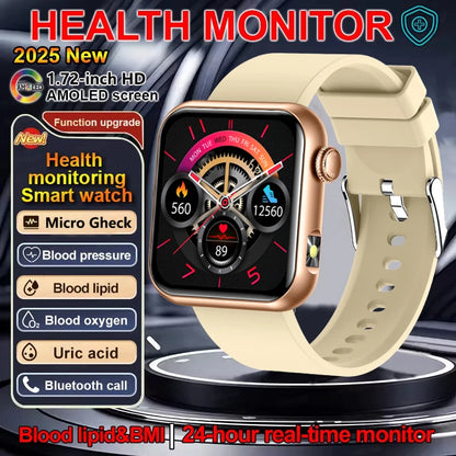 AI Smart Watch - HRV+PPG Blood Pressure Monitor, IP68 Waterproof
