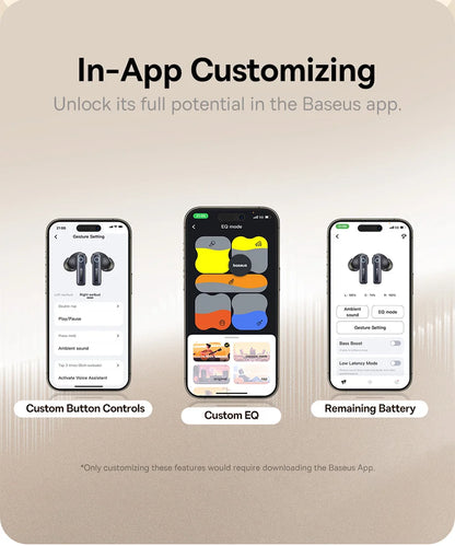 Baseus Bowie 30 Wireless Earbuds - 50dB ANC, 6 Mics, 65H Playtime