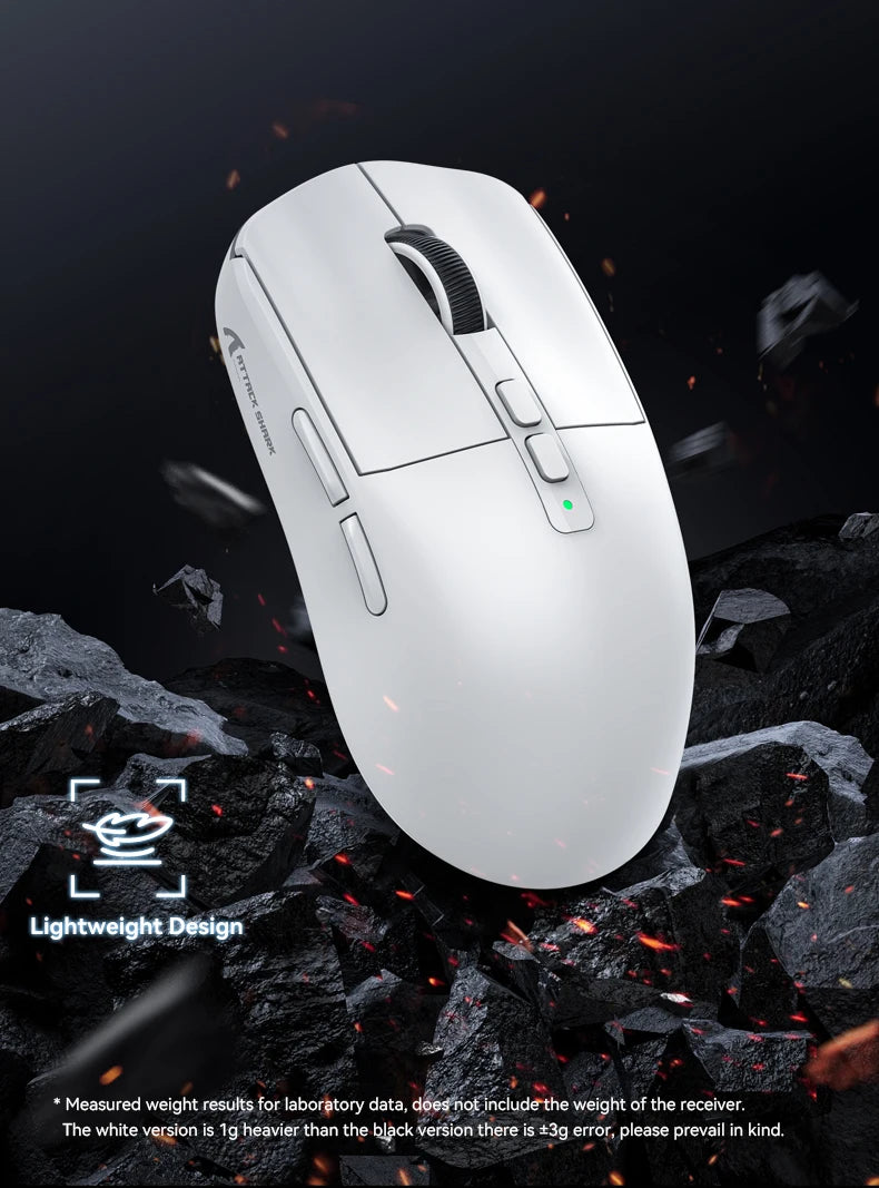 ATTACK SHARK X6 Mouse,PAW3395 Bluetooth Tri-Mode Connection,RGB Touch Magnetic Charging Base,Macro Gaming Mouse