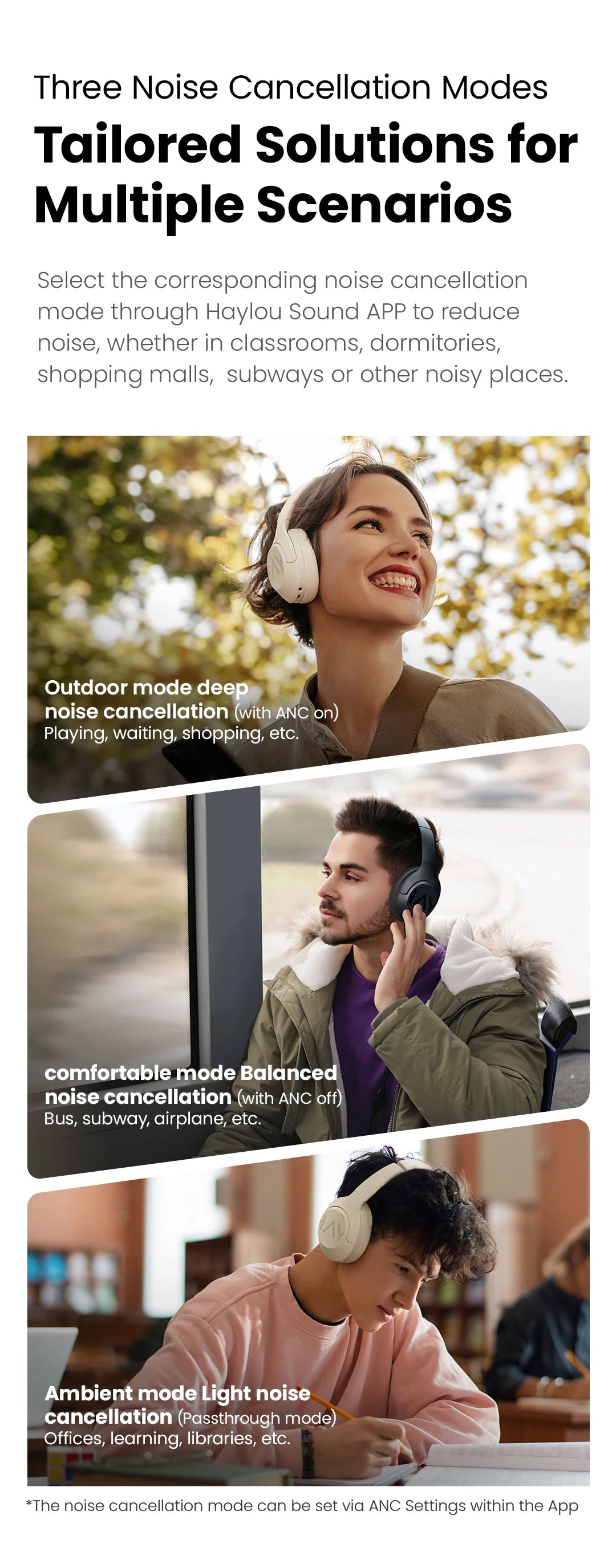 HAYLOU S30 Wireless Headphones - 43dB ANC, 40mm Driver, 80H Playtime