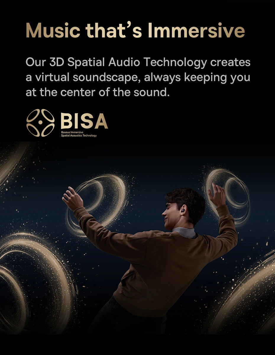 Baseus Bowie MA10 Pro ANC Wireless Earphones 48dB Hybrid ANC Bluetooth 5.3 Earbuds IPX6 Waterproof 4-Mics ENC Sports Headphones