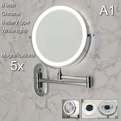 LED Wall Mount Makeup Mirror with Magnification & Dimming