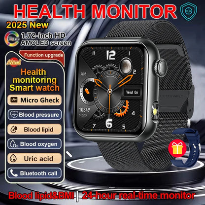 AI Smart Watch - HRV+PPG Blood Pressure Monitor, IP68 Waterproof