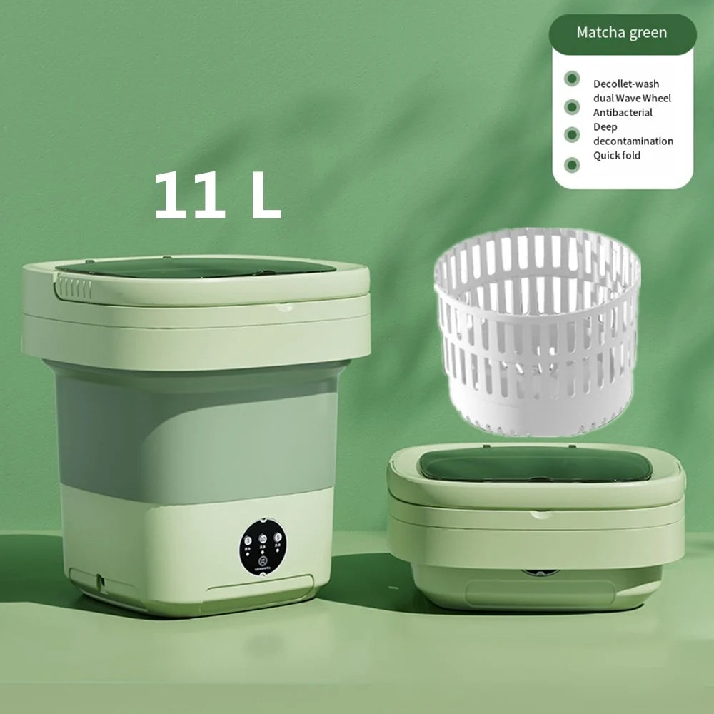 Portable Folding Washing Machine 6L 11L - Mini Ultrasonic Washer Spin Dryer