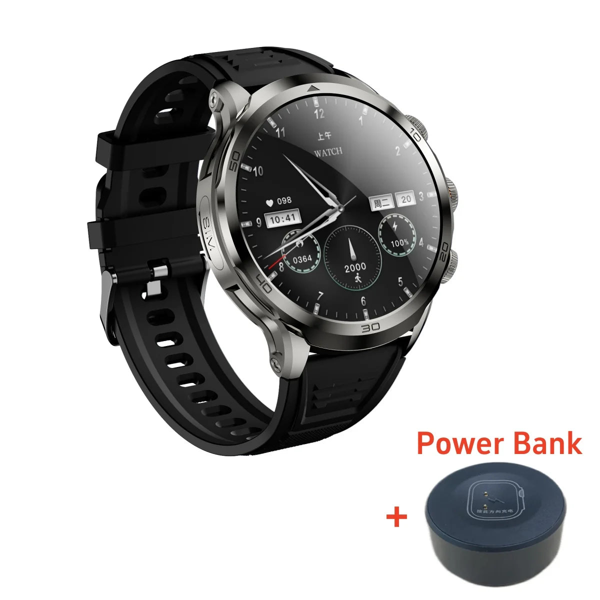 H19 Android Smartwatch - 190° Rotary Camera, GPS, 1.95" AMOLED