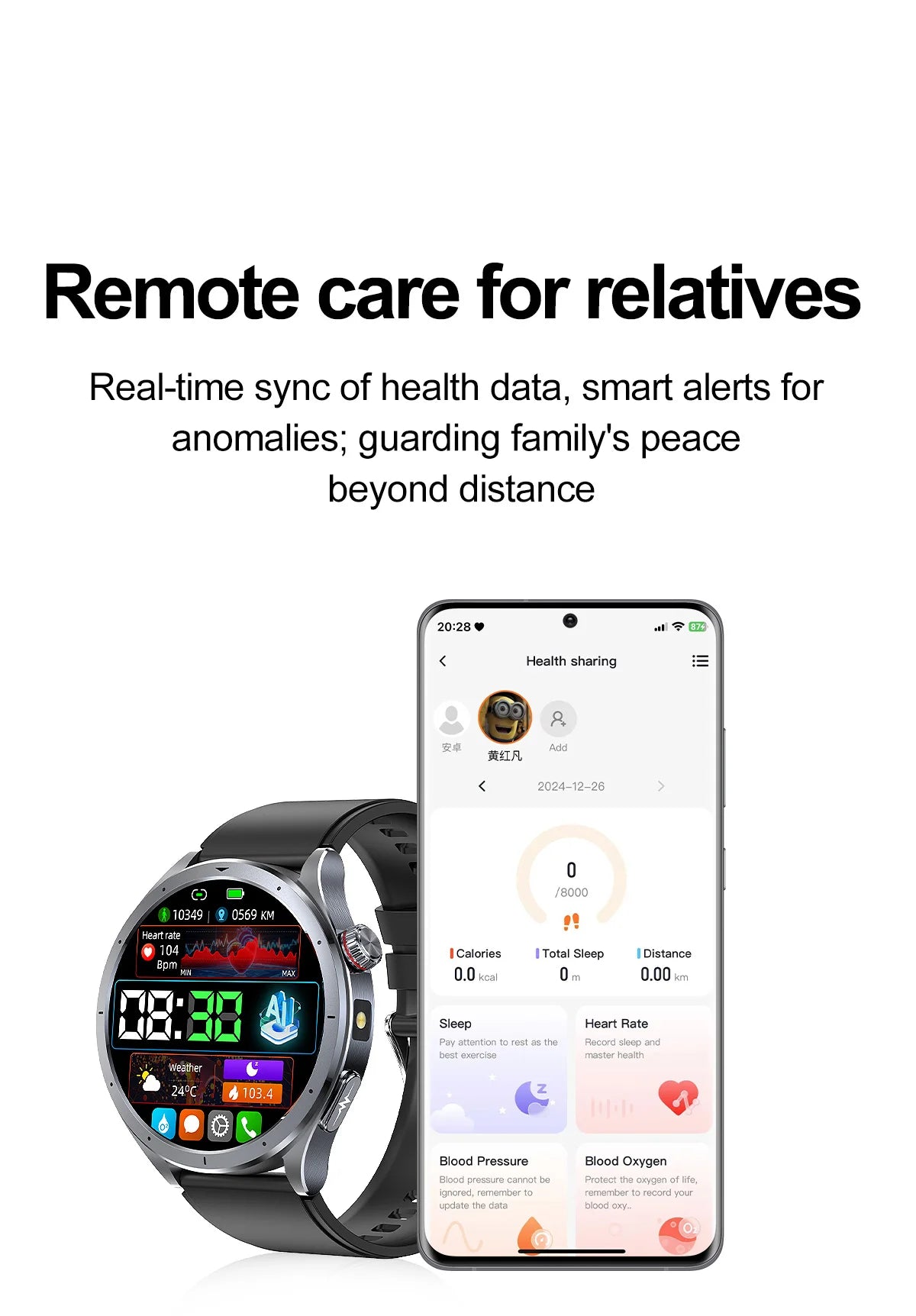 Health Smart Watch - ECG, Blood Pressure, Body Fat Analysis