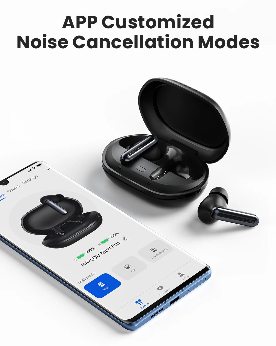 HAYLOU Mori Pro Wireless Earbuds - 43dB ANC, Bluetooth 5.4