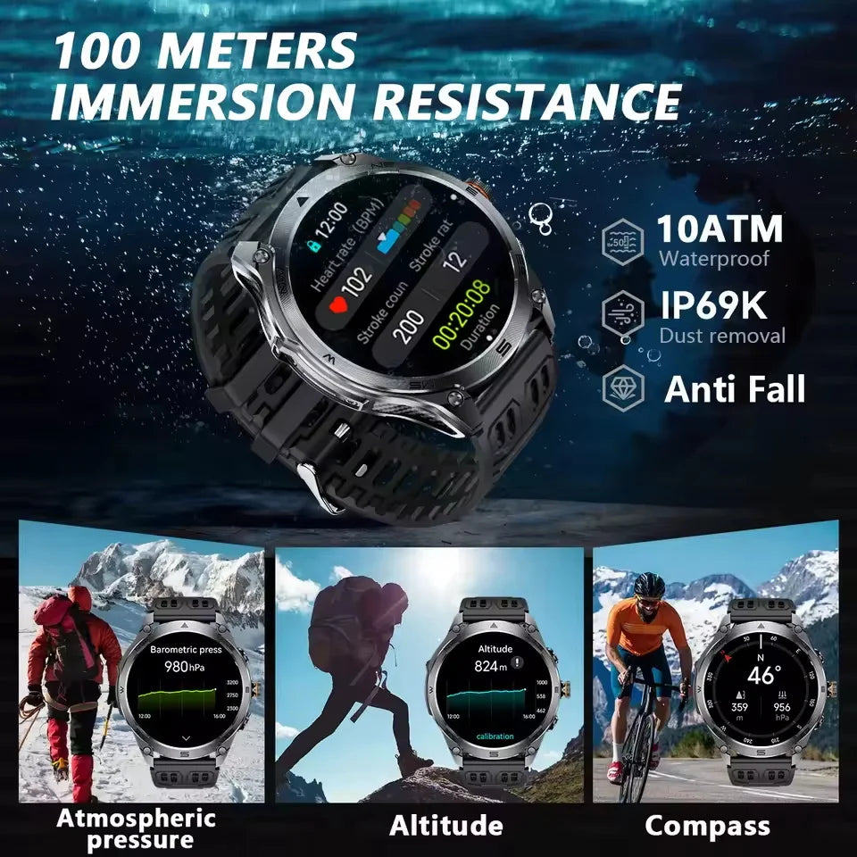 Military GPS Smartwatch - Dual-Band GNSS, 10ATM, Compass, Altimeter