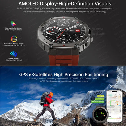 T-Rex 3 GPS Smart Watch - 10ATM Waterproof Dual-band GNSS Military Smartwatch