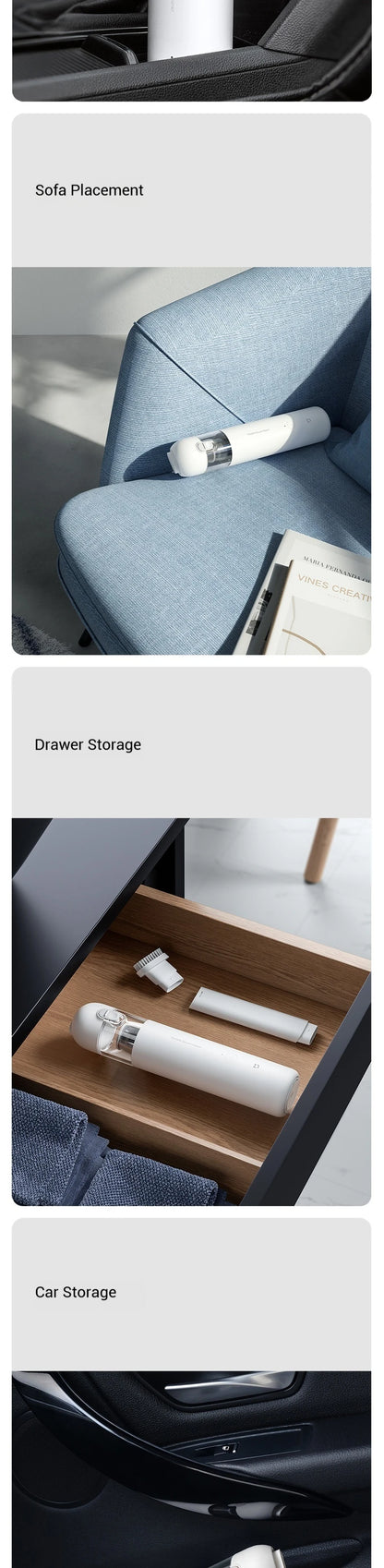 Xiaomi Mijia Handheld Vacuum - 12000Pa Cordless Rechargeable Car Pet Hair