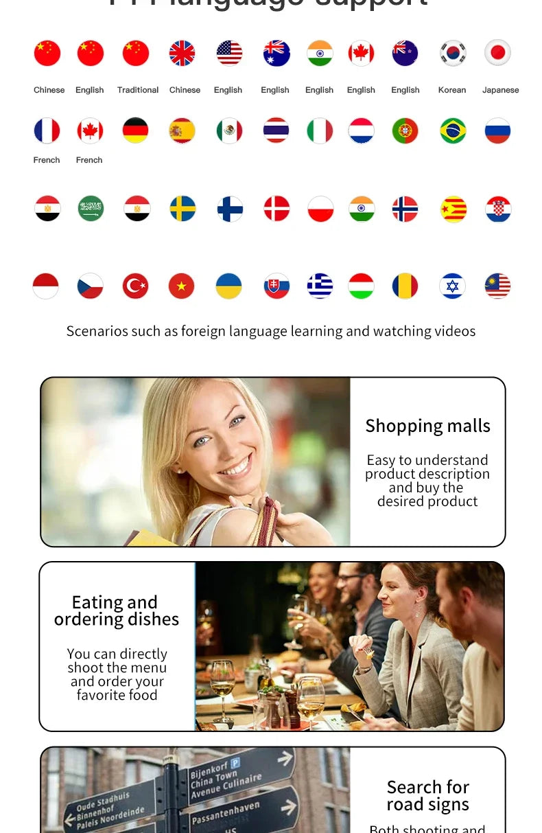 New Wireless Bluetooth Smart Voice Translation Headset Real-time Translation Chinese and English Learning Translation Headphones