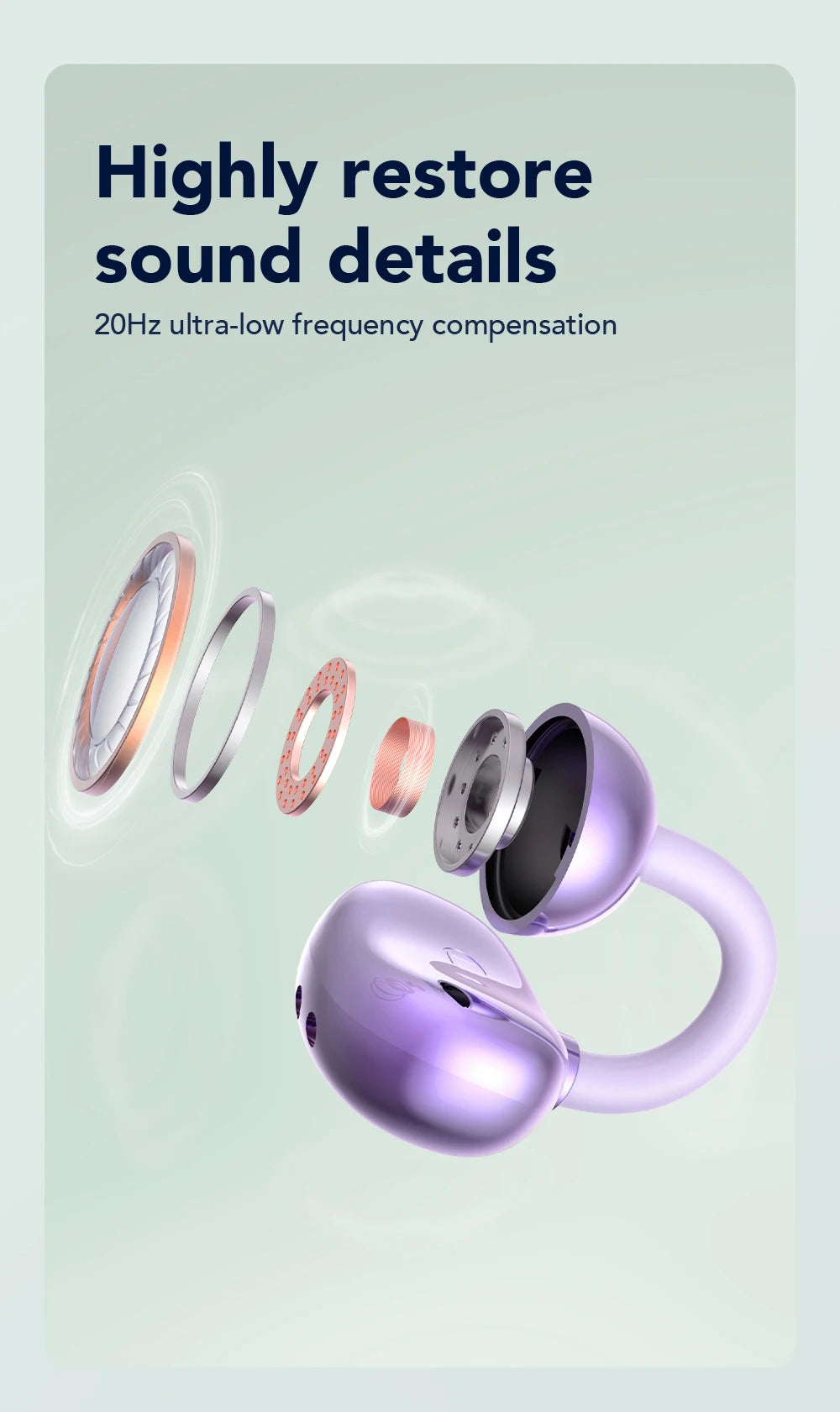 HTC NE54 AI Translator Earbuds - LCD Screen, Ear Clip Design