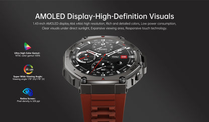 T-Rex 3 Pro Military GPS Smartwatch - 10ATM, 500mAh, Dual-Band GPS