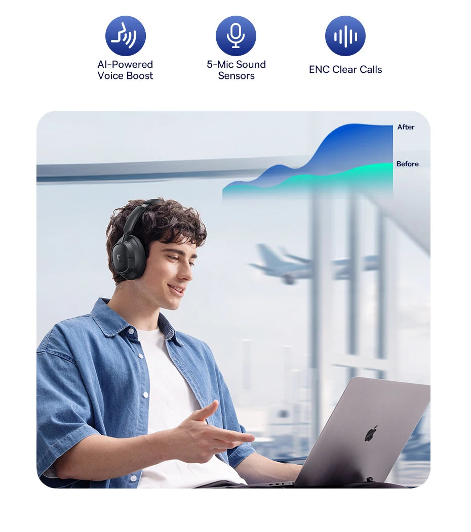 Baseus EH10 NC Wireless Headphones - 45dB ANC, Hi-Res LDAC, 80H Battery