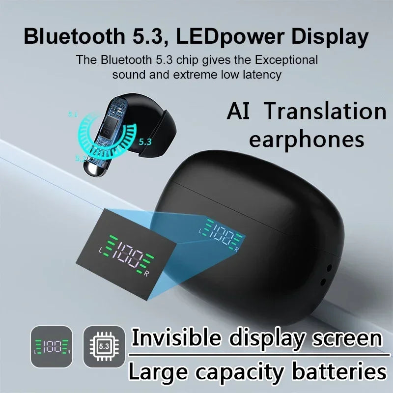 New Wireless Bluetooth Smart Voice Translation Headset Real-time Translation Chinese and English Learning Translation Headphones