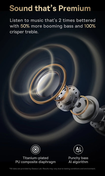 Baseus Bowie MA10 Pro ANC Wireless Earphones 48dB Hybrid ANC Bluetooth 5.3 Earbuds IPX6 Waterproof 4-Mics ENC Sports Headphones