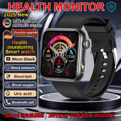 AI Smart Watch - HRV+PPG Blood Pressure Monitor, IP68 Waterproof