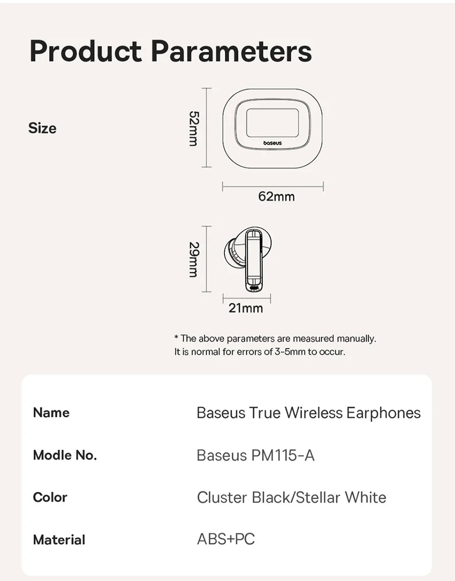 Baseus Bowie M2s Ultra Wireless Earphones Smart Screen 52dB Noise Cancelling Bluetooth 5.4 Headphones 3D Audio Spatial Earbuds