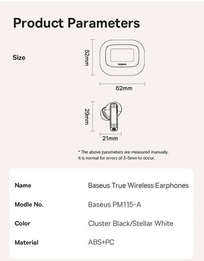 Baseus Bowie M2s Ultra Wireless Earphones Smart Screen 52dB Noise Cancelling Bluetooth 5.4 Headphones 3D Audio Spatial Earbuds