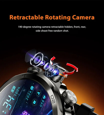 H19 Android Smartwatch - 190° Rotary Camera, GPS, 1.95" AMOLED