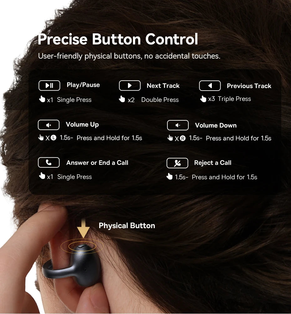 Baseus MC1 Pro Ear Clip Wireless Earphones Bluetooth 6.0 Hi-Res Ultra Open Earbuds earrings 4-Mic ENC Clip on ear buds Headphone