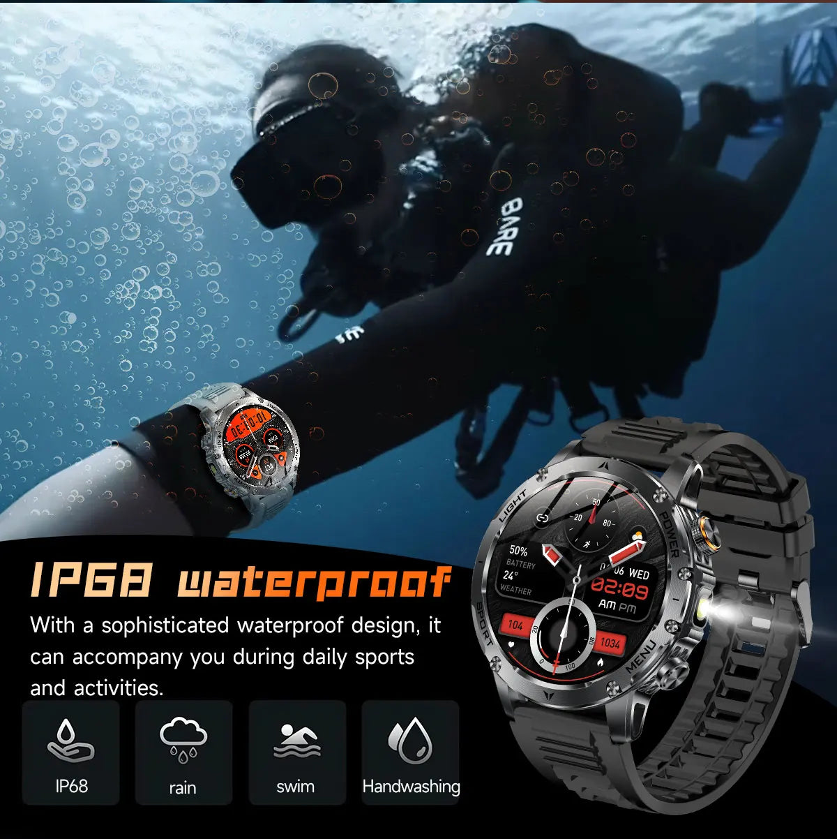 T-Rex 3 Ultra Smartwatch - 1000mAh Battery, 5ATM Waterproof, Heart Rate Monitor