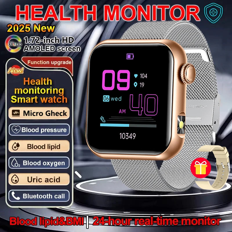 AI Smart Watch - HRV+PPG Blood Pressure Monitor, IP68 Waterproof