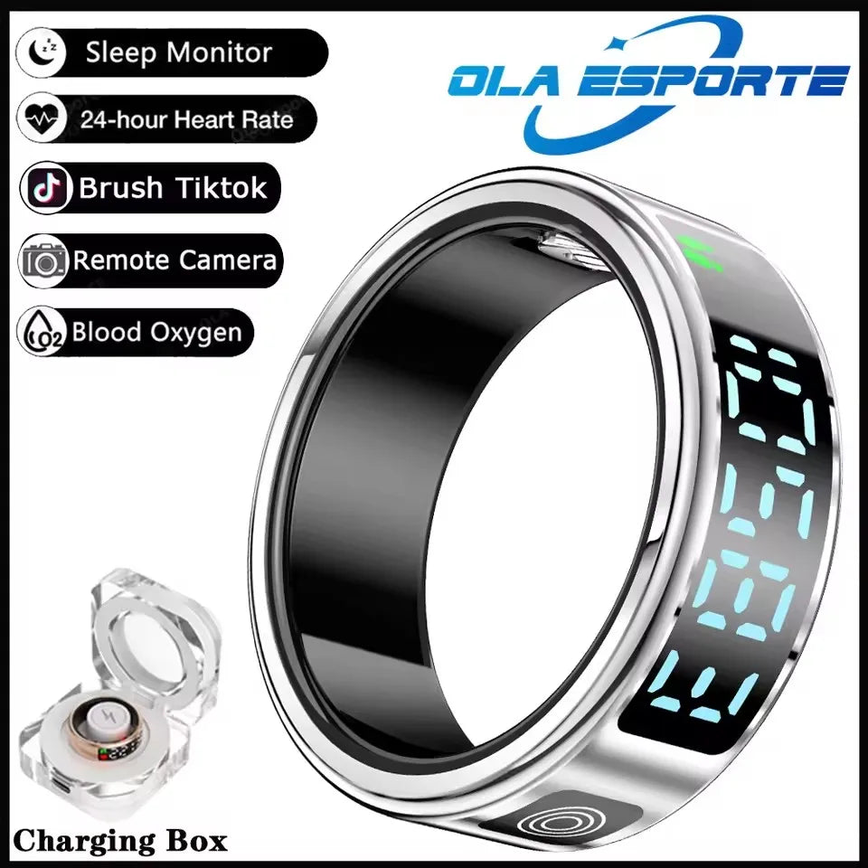 R12 Smart Ring - Display Screen, Wireless Charging, Health Tracker, Waterproof