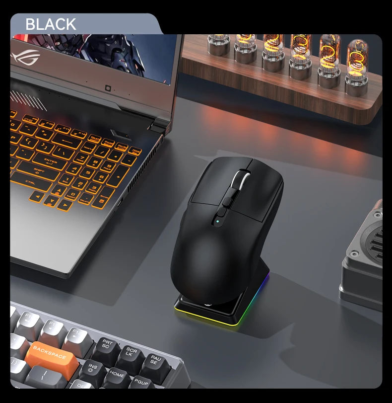 ATTACK SHARK X6 Mouse,PAW3395 Bluetooth Tri-Mode Connection,RGB Touch Magnetic Charging Base,Macro Gaming Mouse