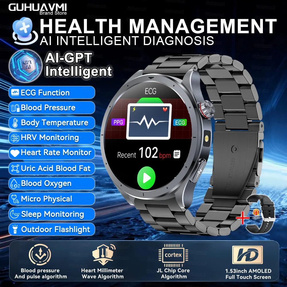 Health Smart Watch - ECG, Blood Pressure, Body Fat Analysis