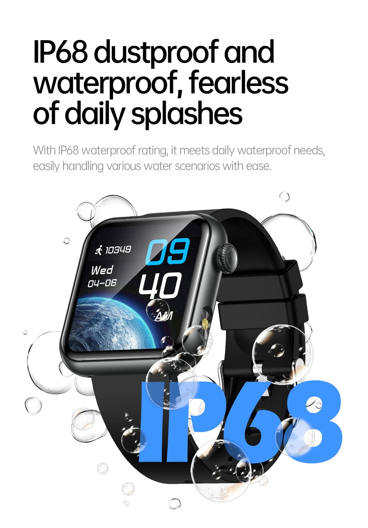 AI Smart Watch - HRV+PPG Blood Pressure Monitor, IP68 Waterproof