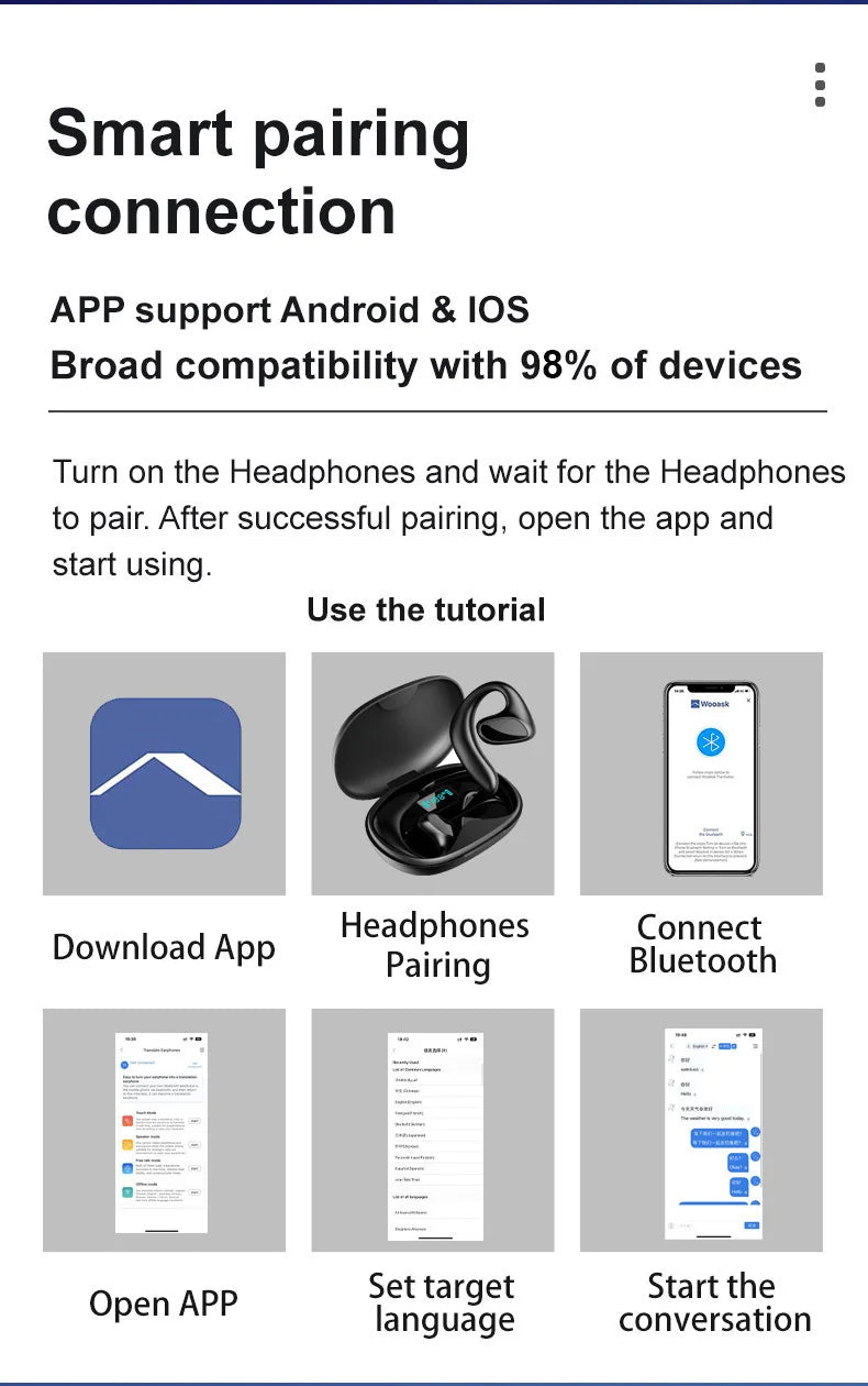 M8 Translation Headphones 144 LaM8 Translnguages instant Translate Smart Voice Translator Wireless Bluetooth Translator Earphone