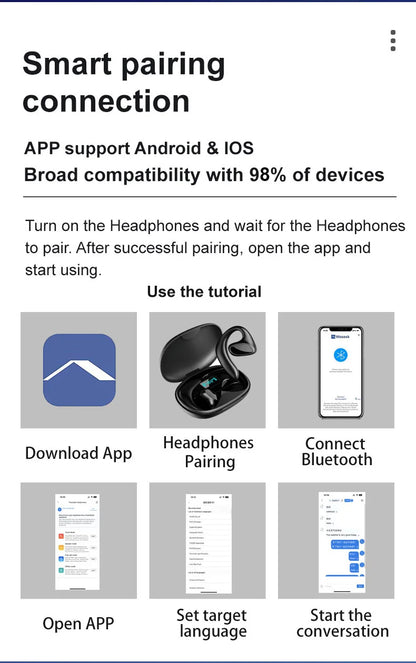 M8 Translation Headphones 144 LaM8 Translnguages instant Translate Smart Voice Translator Wireless Bluetooth Translator Earphone