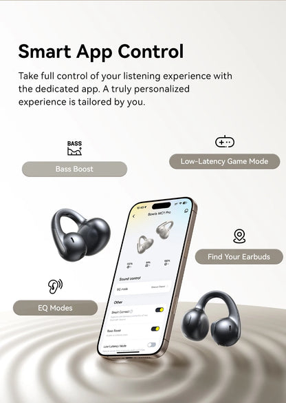 Baseus MC1 Pro Ear Clip Wireless Earphones Bluetooth 6.0 Hi-Res Ultra Open Earbuds earrings 4-Mic ENC Clip on ear buds Headphone