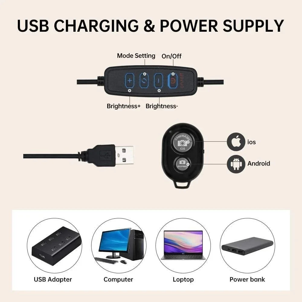 2" LED Ring Light with Tripod & Remote for TikTok & Video