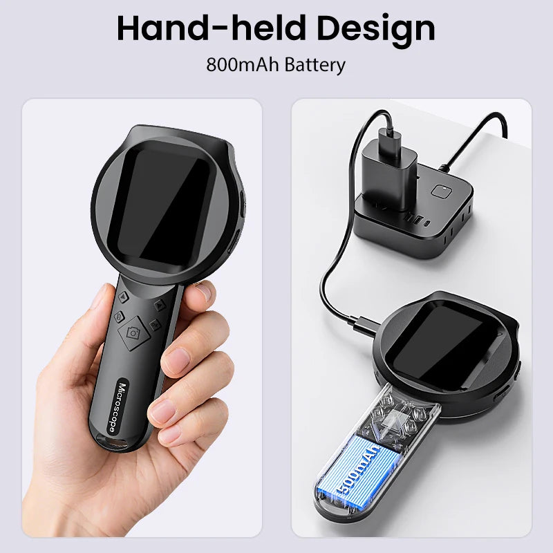 2.8'' IPS Digital Magnifier HD 1080P 100X Portable Microscope Handheld Mignifying Glass for Electronics Repair Check Jewelry