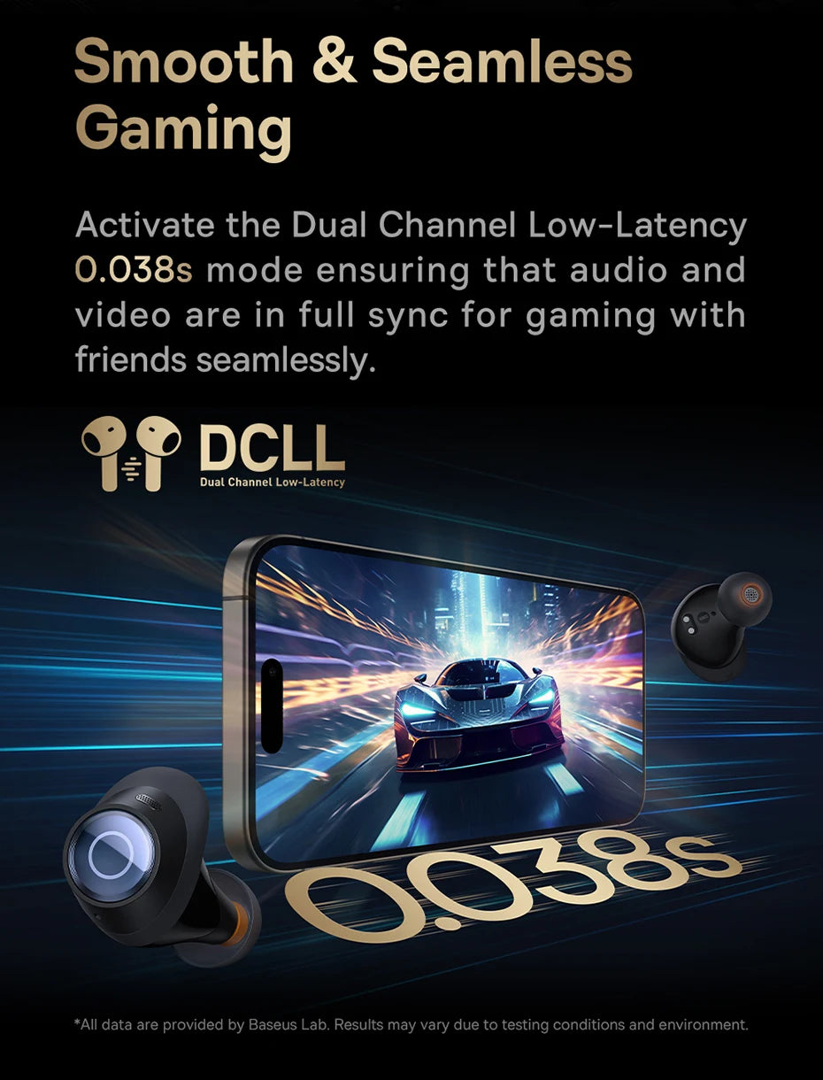 Baseus Bowie MA10 Pro ANC Wireless Earphones 48dB Hybrid ANC Bluetooth 5.3 Earbuds IPX6 Waterproof 4-Mics ENC Sports Headphones