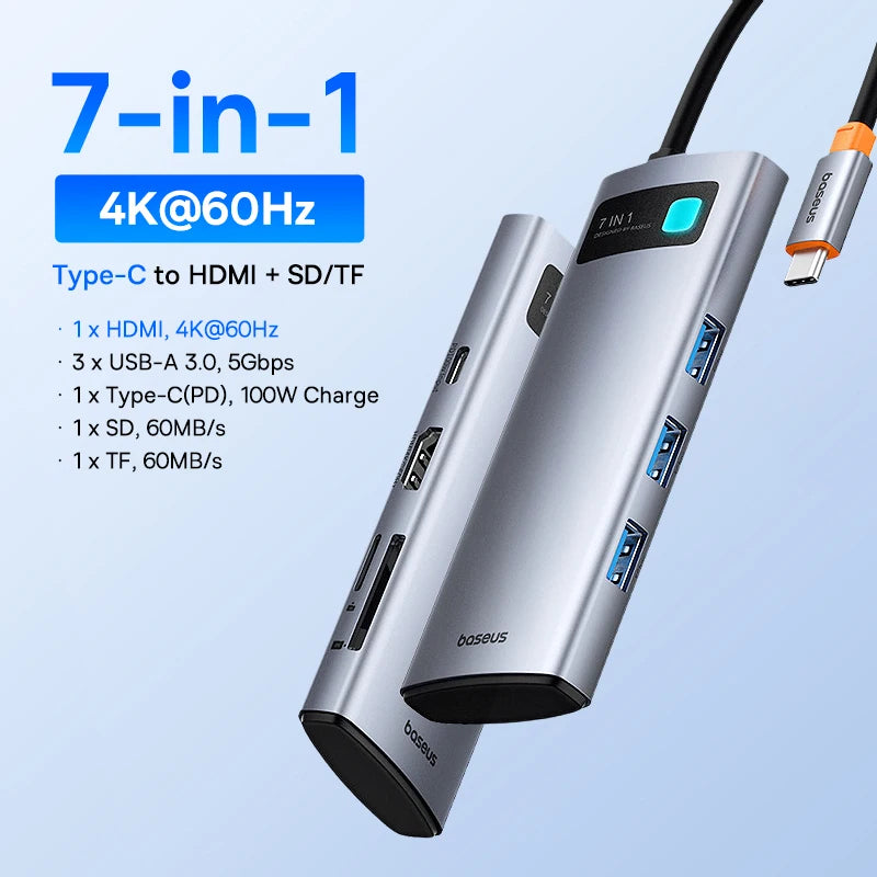 Baseus USB C HUB Dual HDMI 8K 4K Adapter 10-in-1 USB 3.2 10Gbps Splitter with RJ45 SD TF Type C PD 100W for MacBook Pro Air HUB
