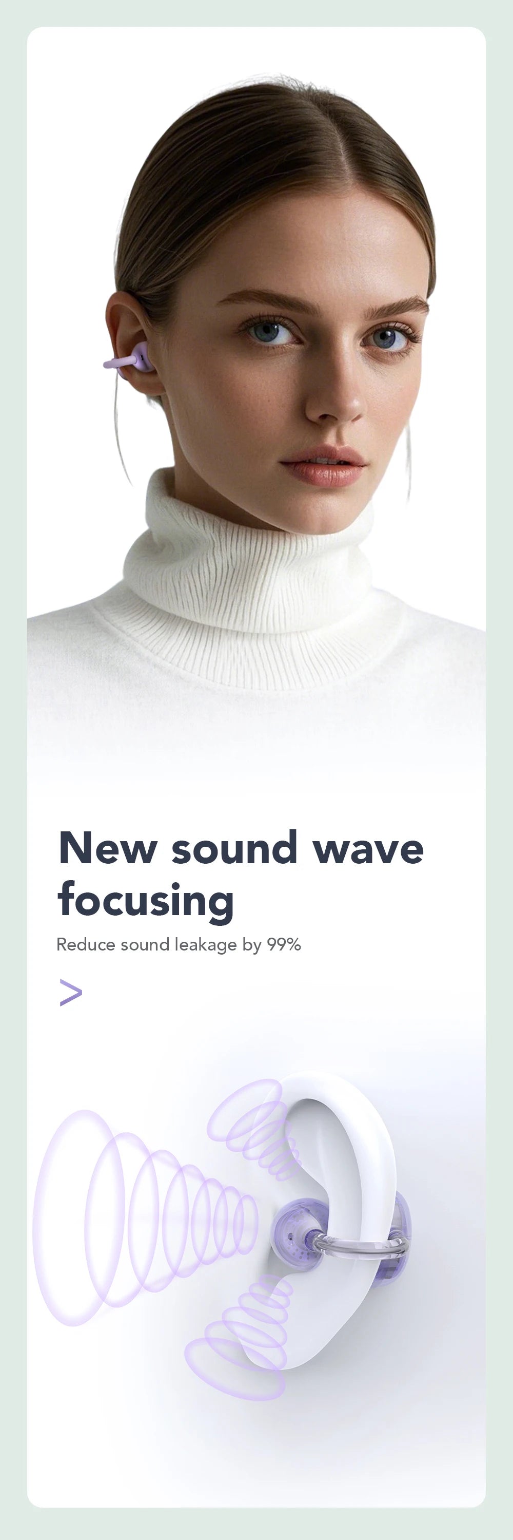 HTC NE54 AI Translator Earbuds - LCD Screen, Ear Clip Design