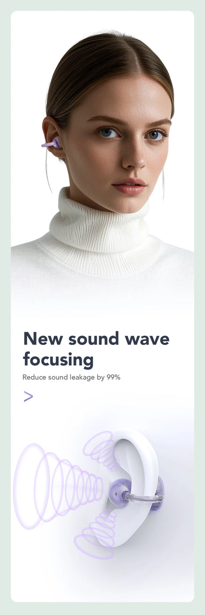 HTC NE54 AI Translator Earbuds - LCD Screen, Ear Clip Design