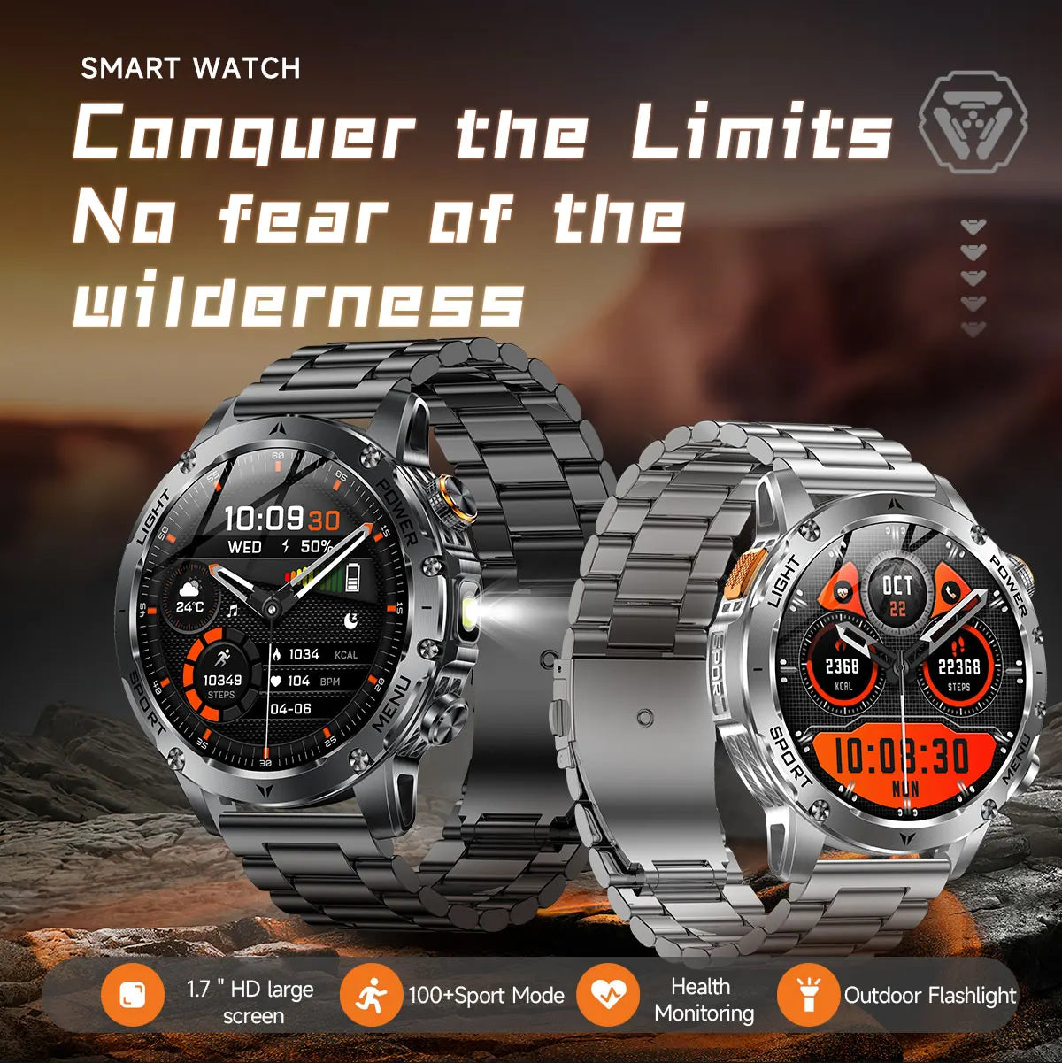 T-Rex 3 Ultra Smartwatch - 1000mAh Battery, 5ATM Waterproof, Heart Rate Monitor