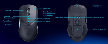 Rapoo VT9PRO PAW3398 Wireless Gaming Mouse 26000DPI 68g Lightweight Wired Wireless Mouse 160H Super Long Battery Life