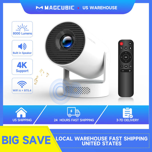 Magcubic HY300 Pro+ 4K Portable Projector - 8000 Lumens WiFi 6