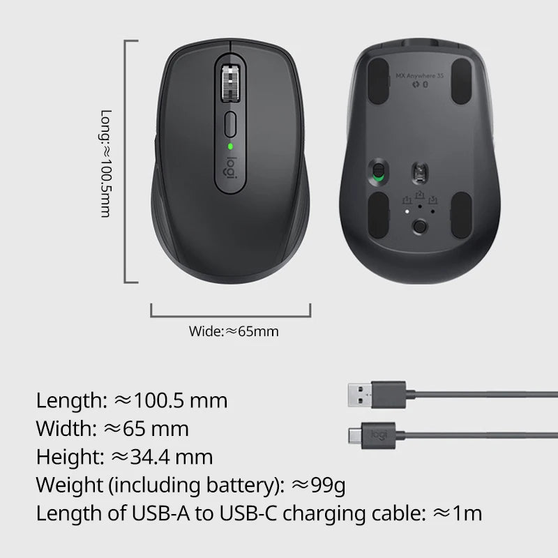 Logitech Master MX Anywhere 3S Office Silent Mouse Wireless Bluetooth 8K DPI,Magspeed Rapid Roller,Fast Charge Long Battery Life