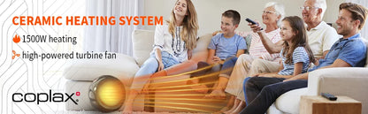 1500W Portable Electric Space Heater - Fast Heating Thermostat Safety Protection